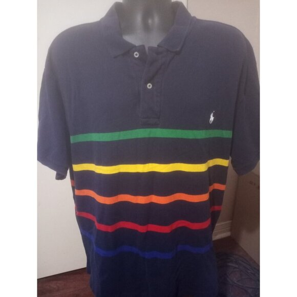 Polo by Ralph Lauren Men’s Navy Striped SS Polo Shirt Sz 2XB BIG - Picture 1 of 13